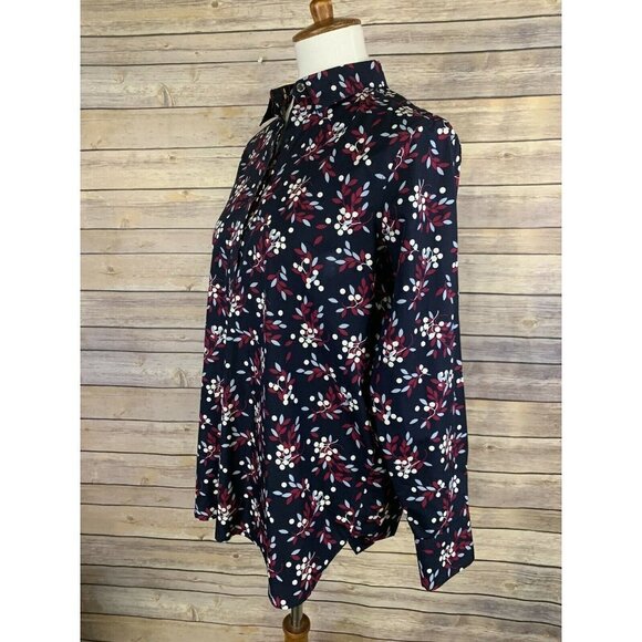 Lands End Womens 10 Petite Popover Blouse No Iron - Picture 3 of 8